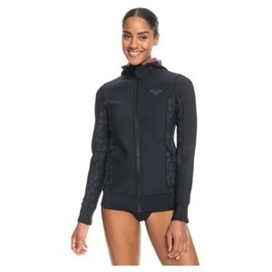 Roxy Neoprene 1.0 Swell Series Jacket Zip Qlock Blue Hooded Size 6